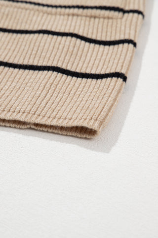 CLEARANCE Stripe Shawl Neckline Open Cardigan with Pockets