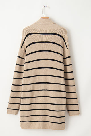CLEARANCE Stripe Shawl Neckline Open Cardigan with Pockets