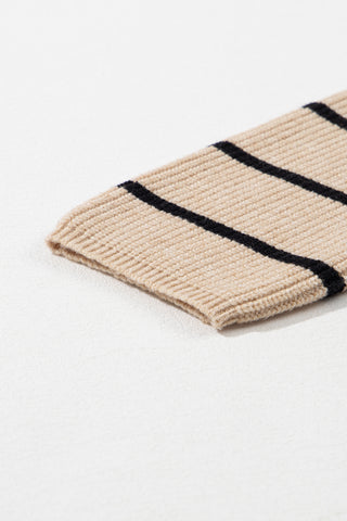 CLEARANCE Stripe Shawl Neckline Open Cardigan with Pockets