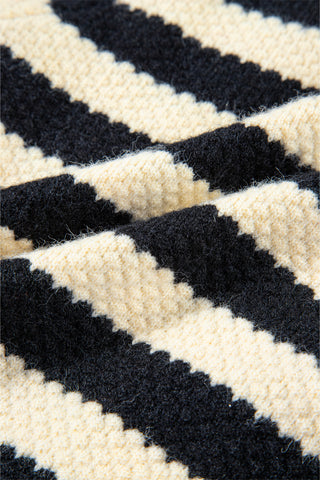 Stripe Chic Golden Button Cardigan Sweater