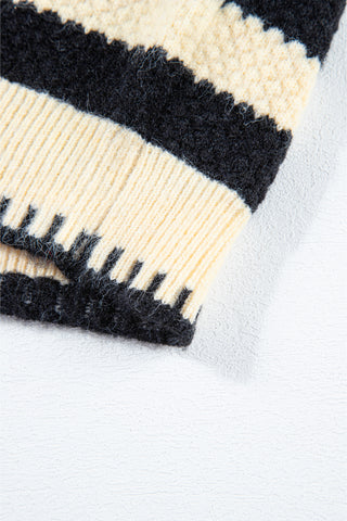 Stripe Chic Golden Button Cardigan Sweater