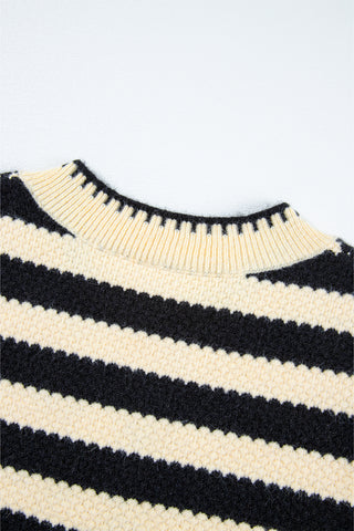 Stripe Chic Golden Button Cardigan Sweater