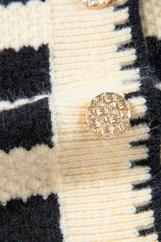 Stripe Chic Golden Button Cardigan Sweater