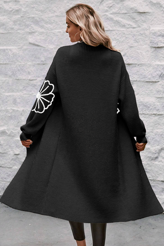 CLEARANCE Flower Drop Shoulder Open Front Duster Cardigan