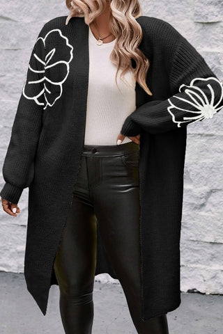CLEARANCE Flower Drop Shoulder Open Front Duster Cardigan