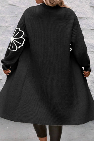 CLEARANCE Flower Drop Shoulder Open Front Duster Cardigan