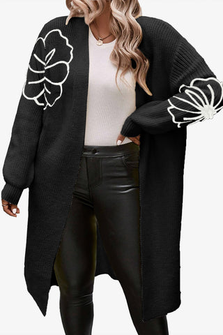 CLEARANCE Flower Drop Shoulder Open Front Duster Cardigan