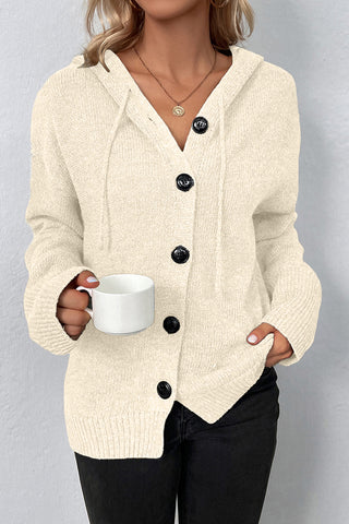CLEARANCE Button Up Drop Shoulder Sweater Cardigan in Grey or White