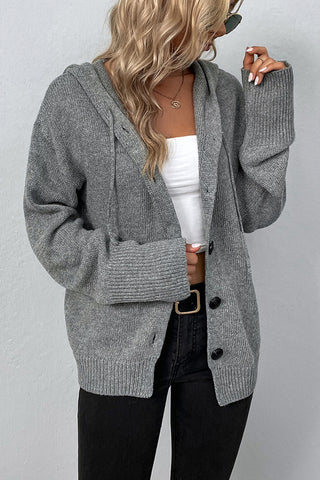 CLEARANCE Button Up Drop Shoulder Sweater Cardigan in Grey or White
