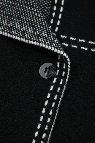 Black Contrast Trim Button up Sweater Cardigan