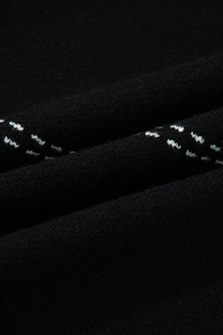 Black Contrast Trim Button up Sweater Cardigan