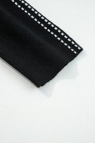 Black Contrast Trim Button up Sweater Cardigan