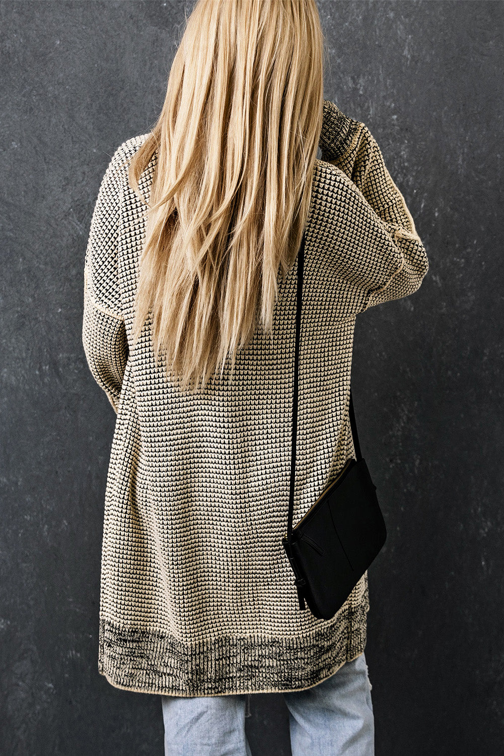 Knitted Long Open Front Cardigan