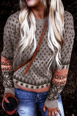 ****CLEARANCE ****Neck Printed Pullover Sweater
