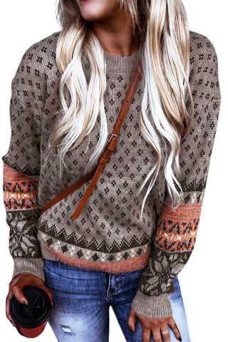 ****CLEARANCE ****Neck Printed Pullover Sweater