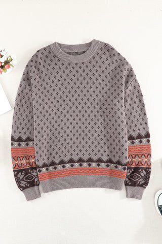 ****CLEARANCE ****Neck Printed Pullover Sweater