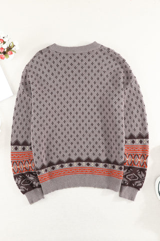****CLEARANCE ****Neck Printed Pullover Sweater