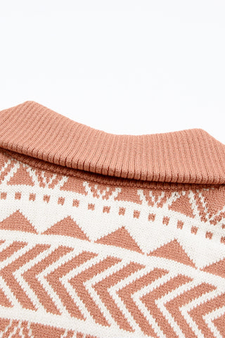CLEARANCE Casual Aztec western Geometric Knit Quarter Zip Sweater