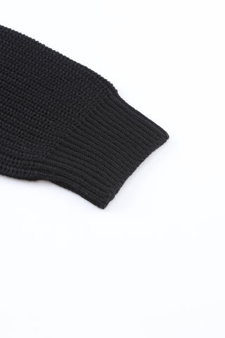 ****clearance*****Black Ribbed Knit V Neck Sweater