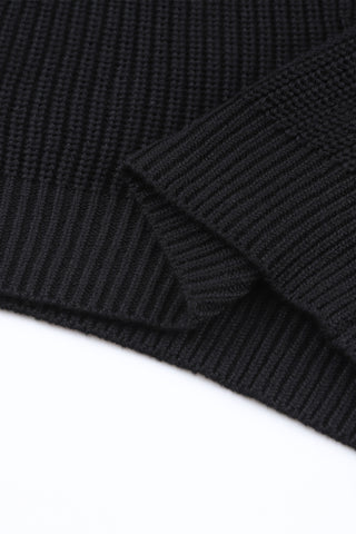 ****clearance*****Black Ribbed Knit V Neck Sweater