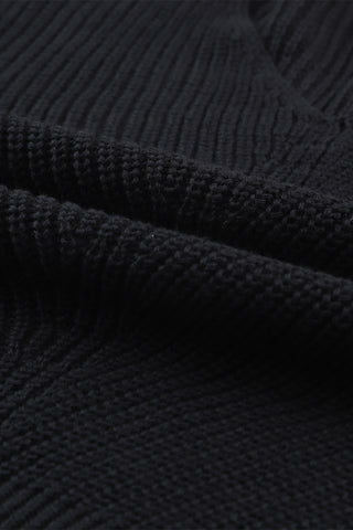 ****clearance*****Black Ribbed Knit V Neck Sweater