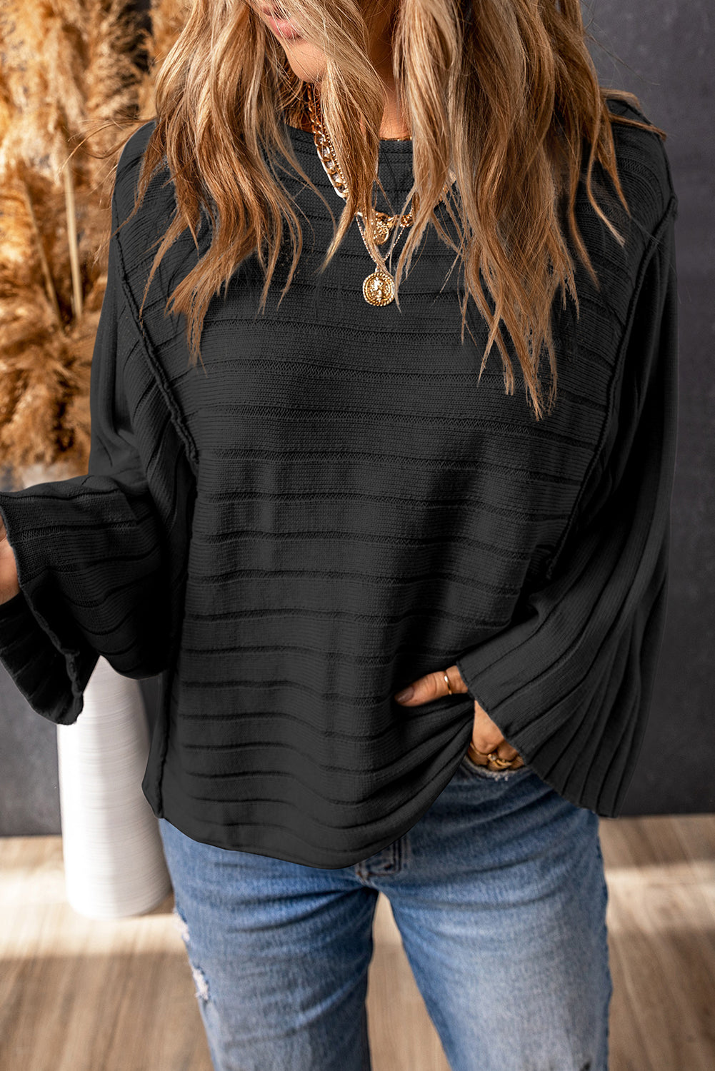 Ribbed Knit Dolman Top