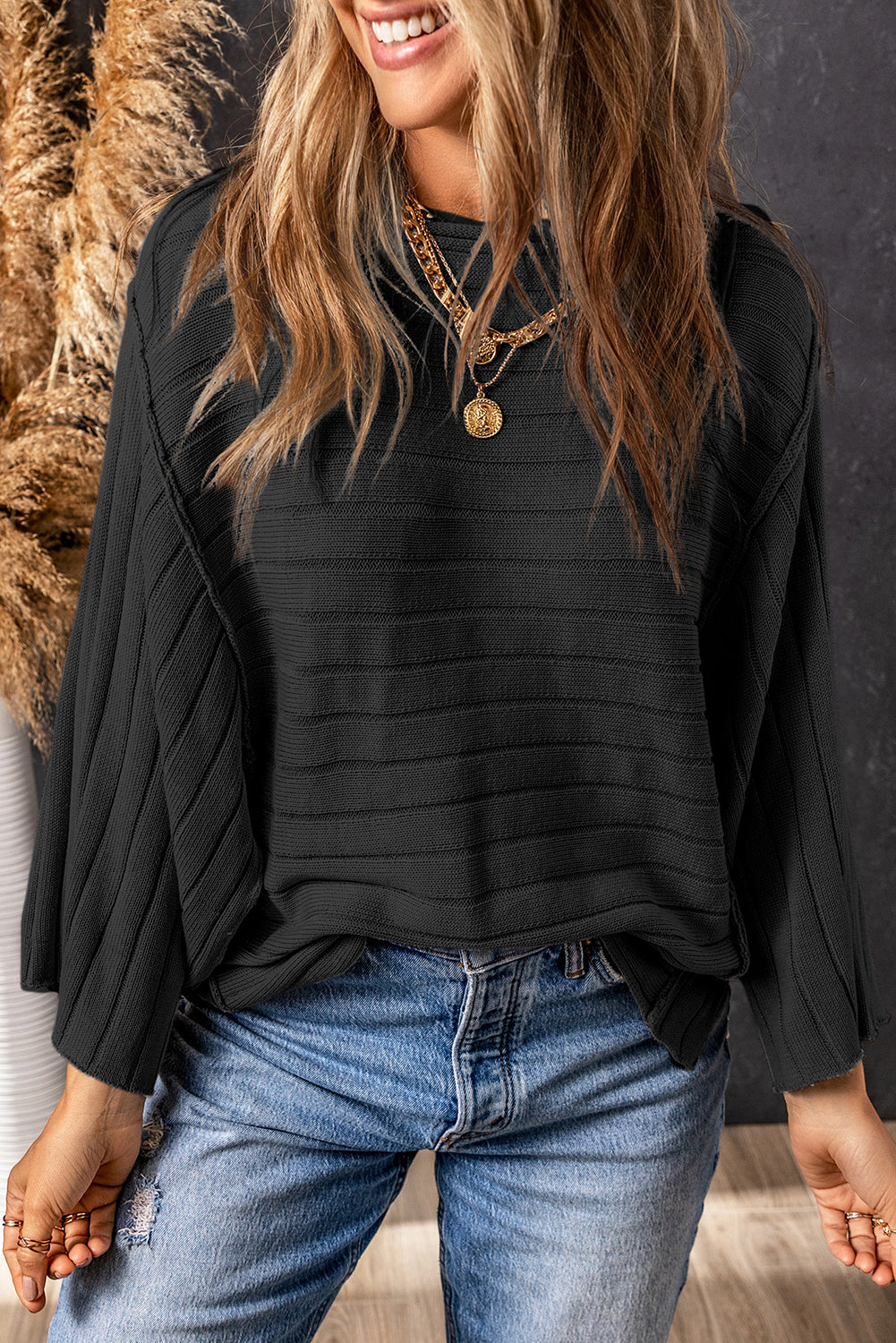 Ribbed Knit Dolman Top