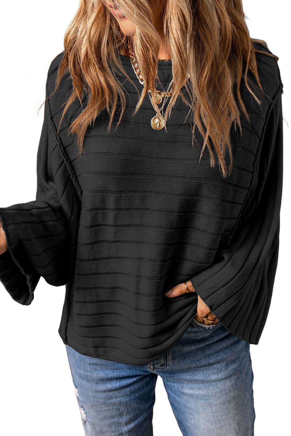 Ribbed Knit Dolman Top