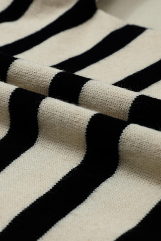 ***CLEARANCE*** Striped Knit Drop Shoulder Collared V Neck Sweater