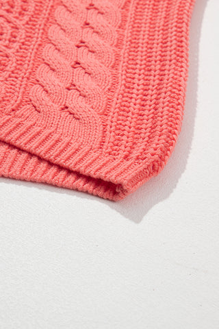 CLEARANCE Cable Knit V Neck Contrast Drawstring Hooded Sweater