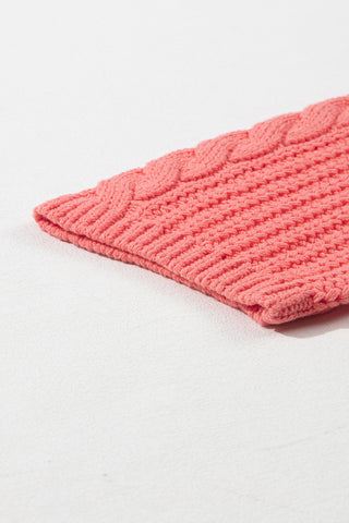 CLEARANCE Cable Knit V Neck Contrast Drawstring Hooded Sweater