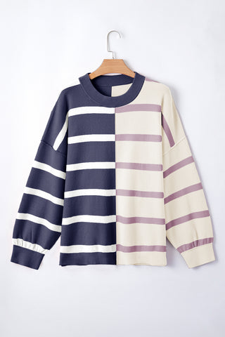 ****CLEARANCE***Blue Stripe Colorblock Oversized Sweater