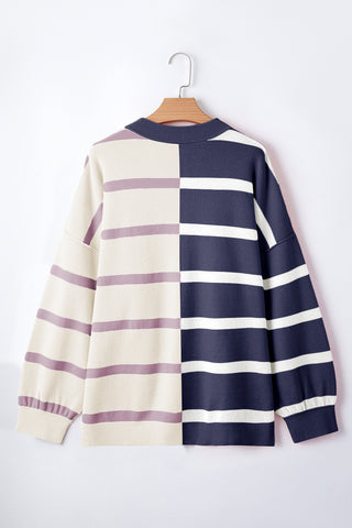 ****CLEARANCE***Blue Stripe Colorblock Oversized Sweater