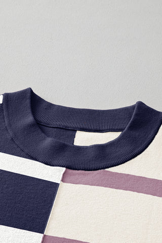 ****CLEARANCE***Blue Stripe Colorblock Oversized Sweater