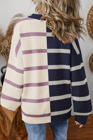 ****CLEARANCE***Blue Stripe Colorblock Oversized Sweater