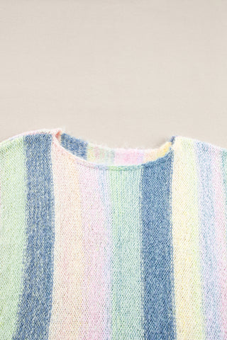 CLEARANCE Purple Color Block Fringed Drop Shoulder Tunic Sweater