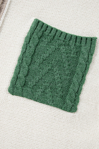 ***CLEARANCE**** Vineyard Green Colorblock Patched Pocket Drop Shoulder Sweater