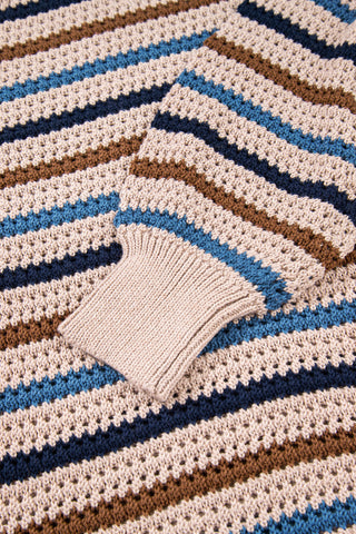 CLEARANCE Striped Knitted Drop Shoulder Crew Neck Sweater