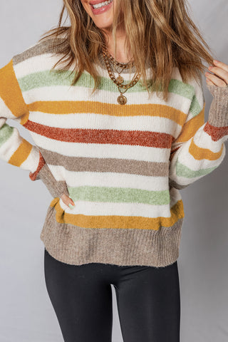 ***CLEARANCE ***Multicolour Colorblock Drop Shoulder Crew Neck Sweater