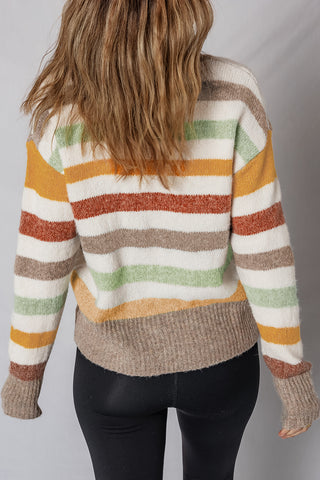 ***CLEARANCE ***Multicolour Colorblock Drop Shoulder Crew Neck Sweater