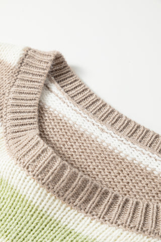 ***CLEARANCE ***Multicolour Colorblock Drop Shoulder Crew Neck Sweater