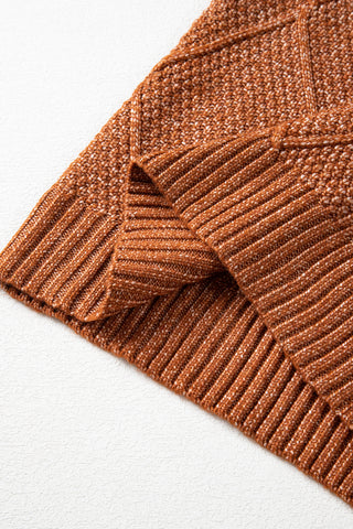 ***CLEARANCE **** Coffee Cable Knit Drop Shoulder Loose Fit Sweater Dress