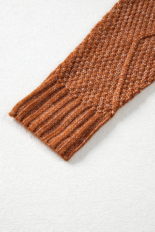 ***CLEARANCE **** Coffee Cable Knit Drop Shoulder Loose Fit Sweater Dress