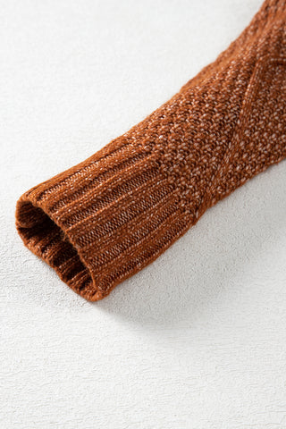 ***CLEARANCE **** Coffee Cable Knit Drop Shoulder Loose Fit Sweater Dress