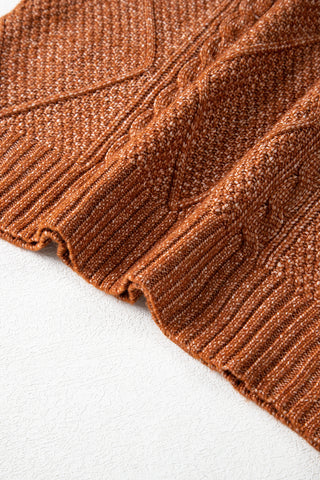 ***CLEARANCE **** Coffee Cable Knit Drop Shoulder Loose Fit Sweater Dress