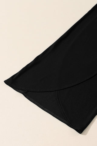 Black Knotted Drop Waist Split Leg Relaxed Pants