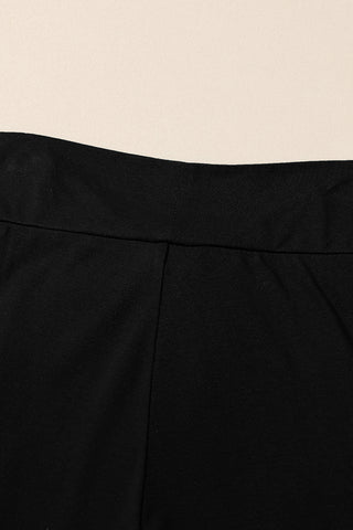 Black Knotted Drop Waist Split Leg Relaxed Pants