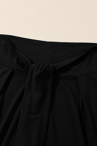 Black Knotted Drop Waist Split Leg Relaxed Pants