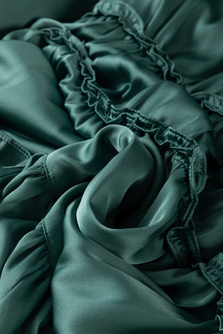***CLEARANCE**** Mist Green Tiered Ruffled Puff Sleeve Loose Fit Mini Dress