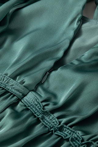 ***CLEARANCE**** Mist Green Tiered Ruffled Puff Sleeve Loose Fit Mini Dress